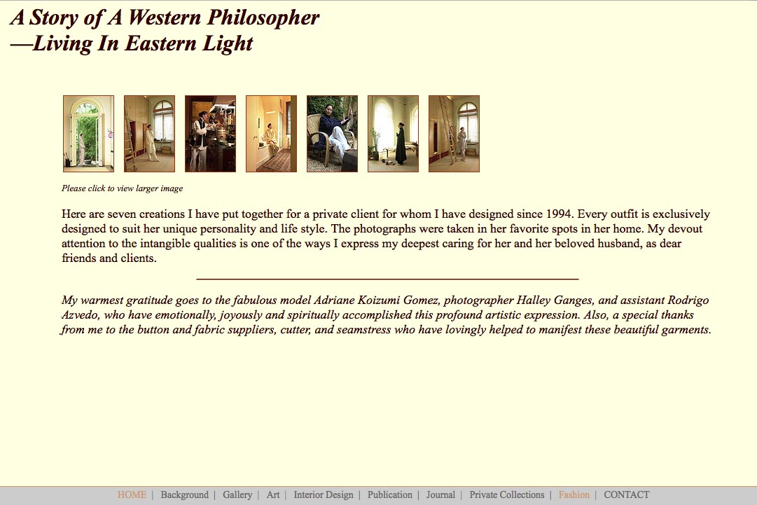 Early web design for a fashion designer - fashion story page