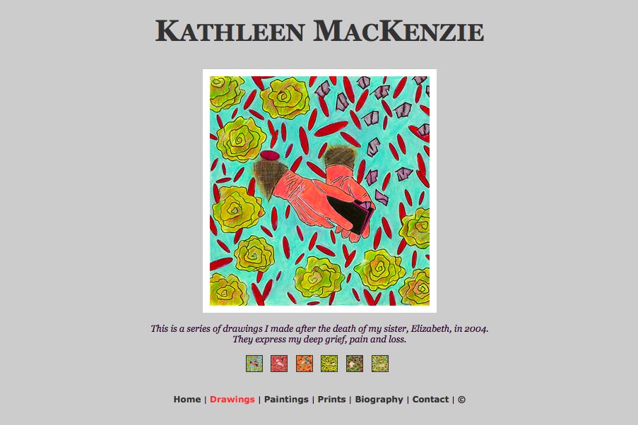 early web design for a mixed media artist - drawings single artwork page