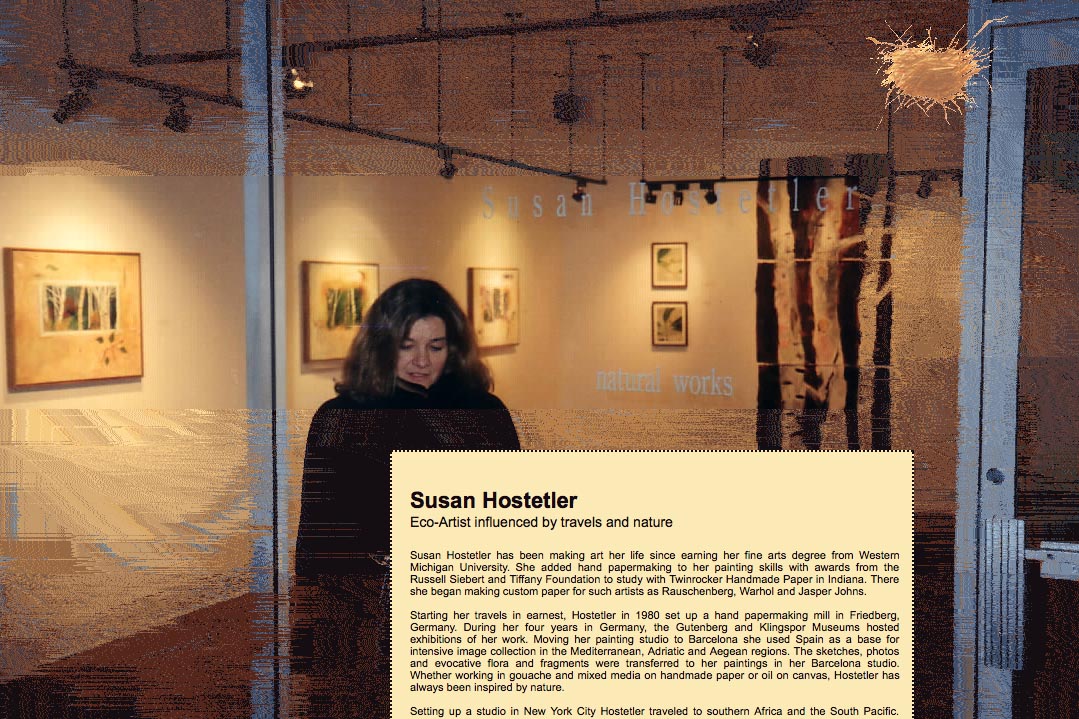 web design for a mixed media artist - about page