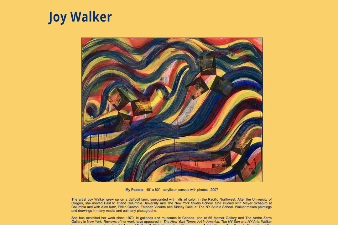 simple one-page web design for an artist