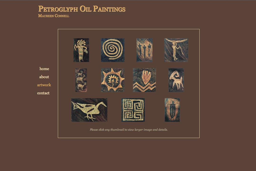web design for an artist - artwork index page