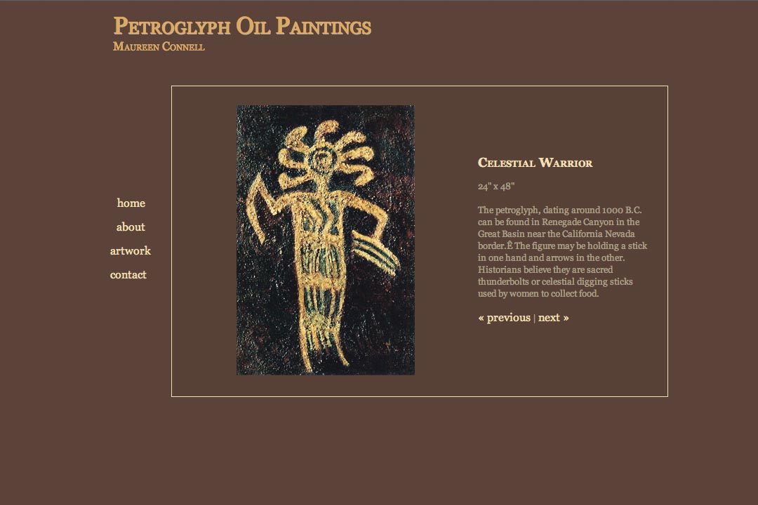 web design for an artist - artwork single page
