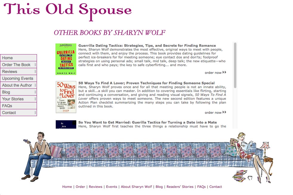 web design for a book about relationships - page about other books published by Sharyn Wolf