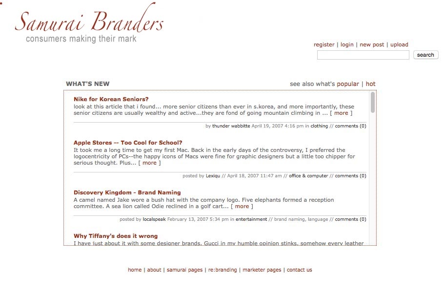 web design for a consumer branding site