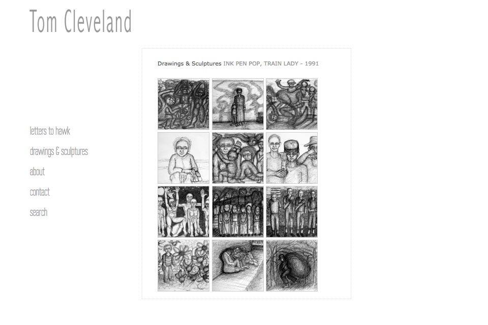 web design for an artist - pen pop drawings and sculptures series index page