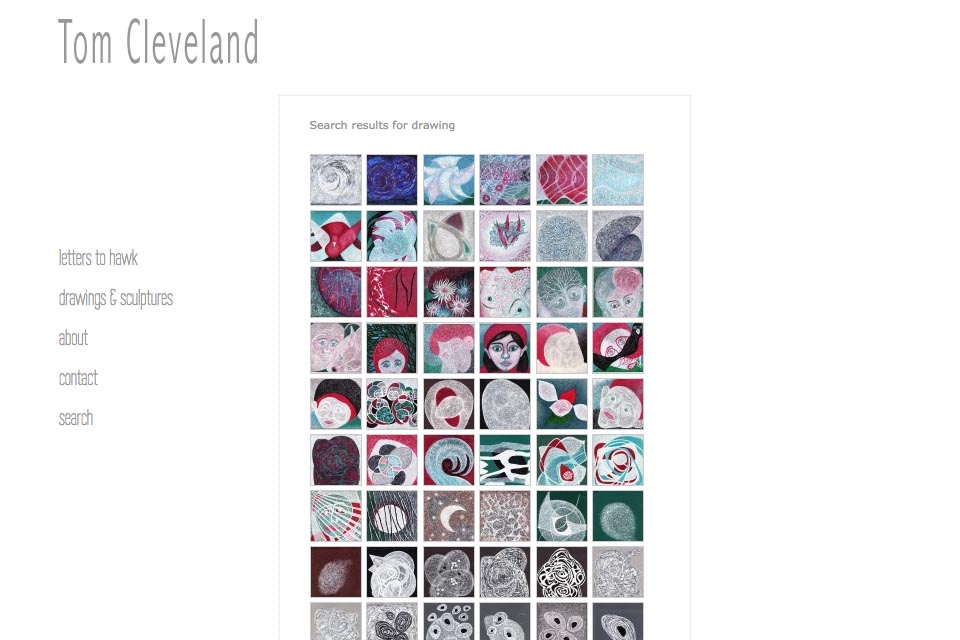 web design for an artist - search drawings page