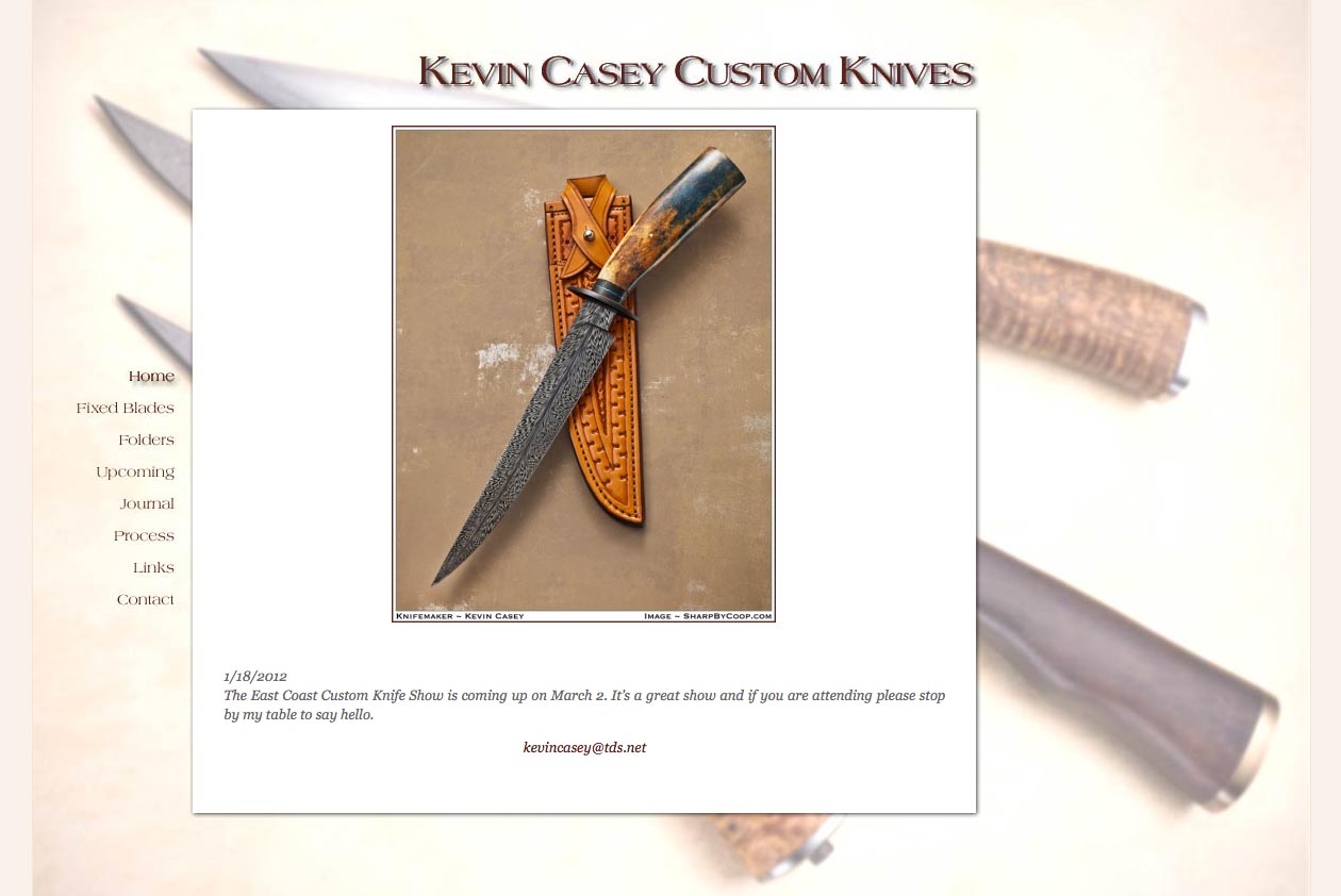 web design for a custom knife craftsman