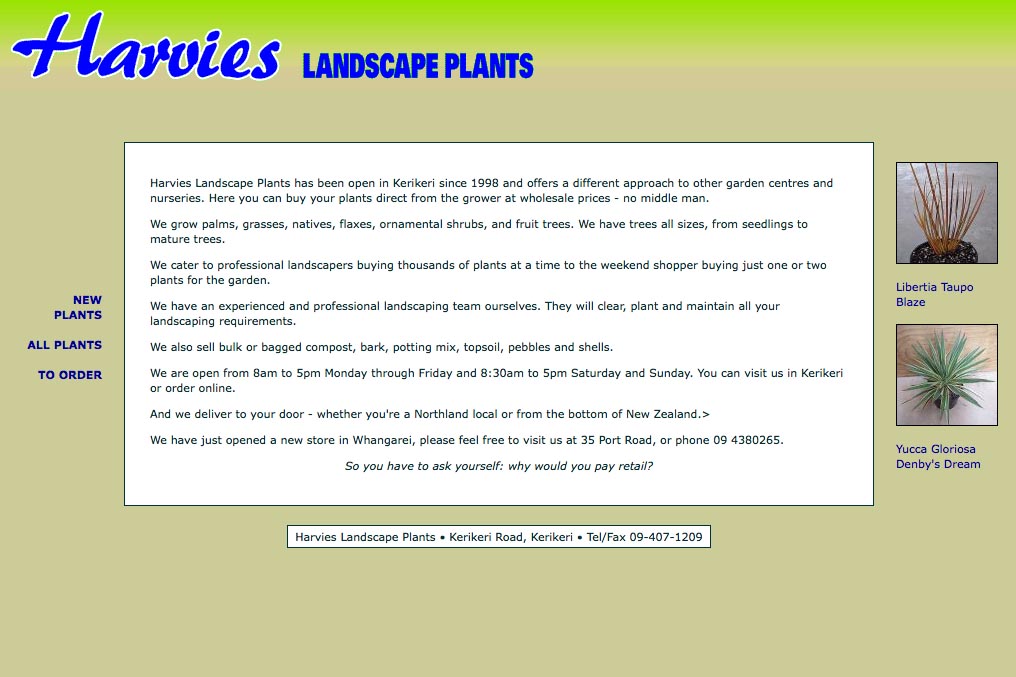 web design for a plant nursery
