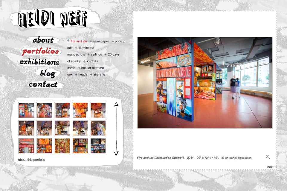 web design for an artist - portfolios page