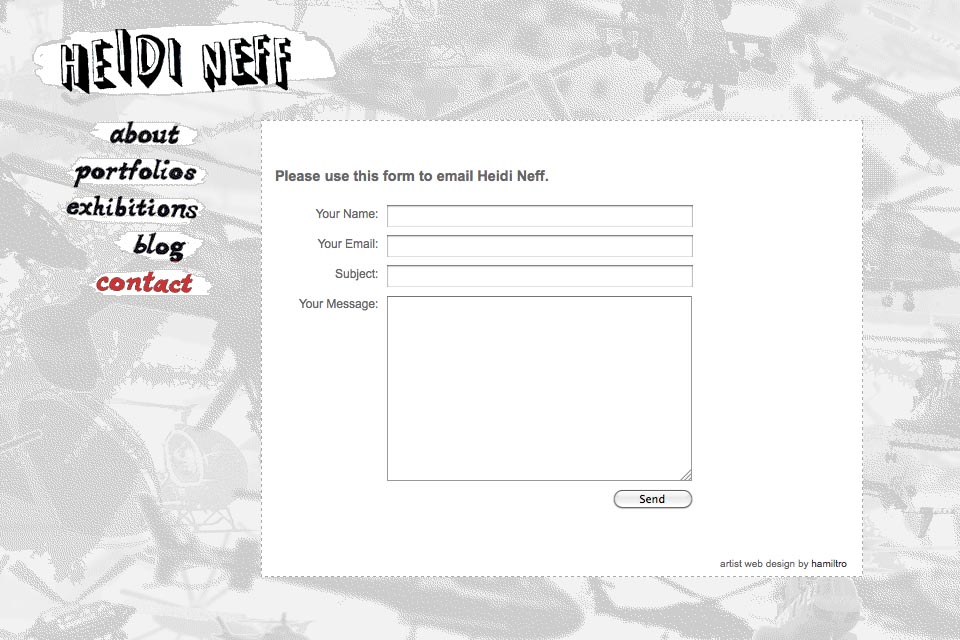 web design for an artist - contact page