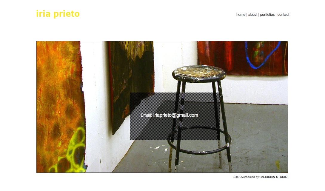 web design for a young artist - contact page