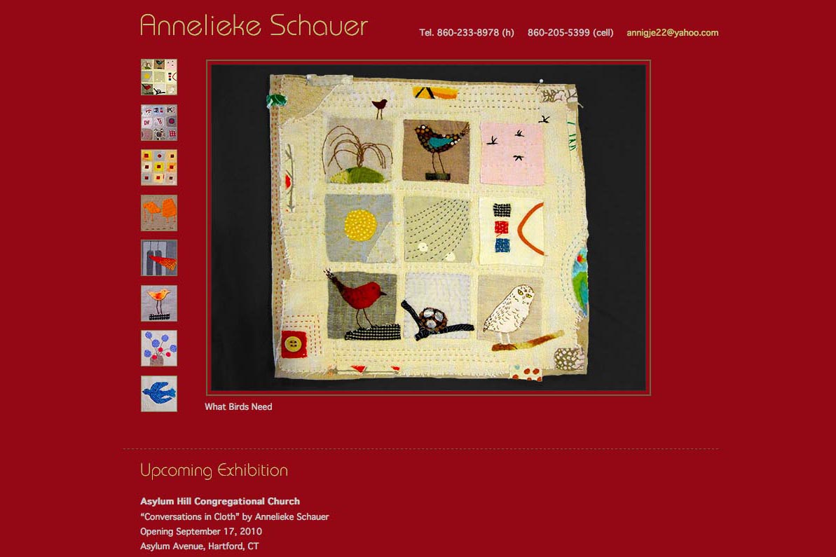 Web design for a fabric artist