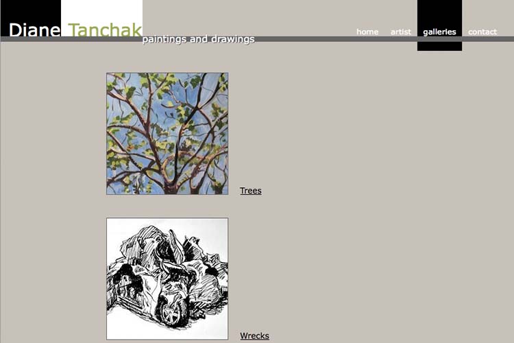 web design for an artist - portfolios page