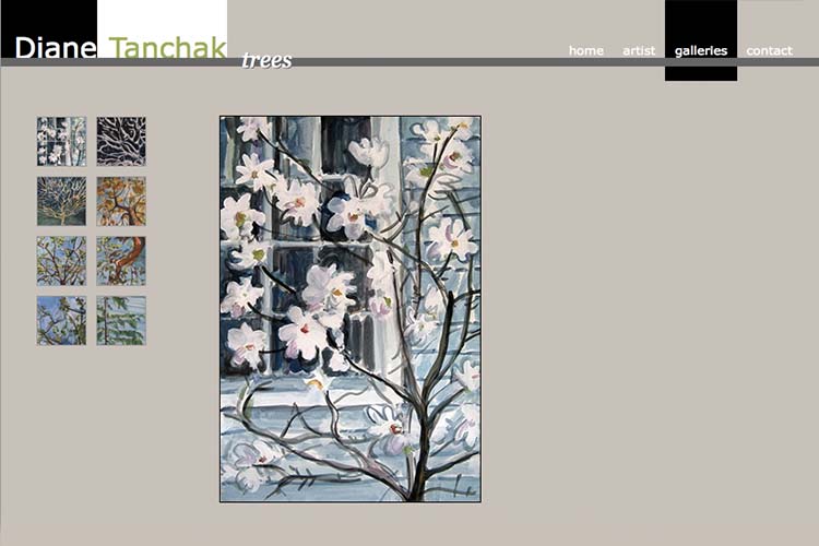 web design for an artist artwork single page