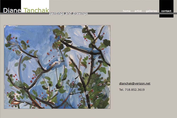 web design for an artist - contact page