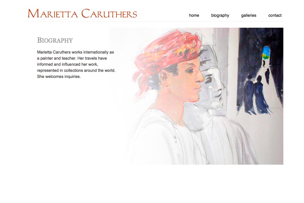 web design for a watercolor artist - biography