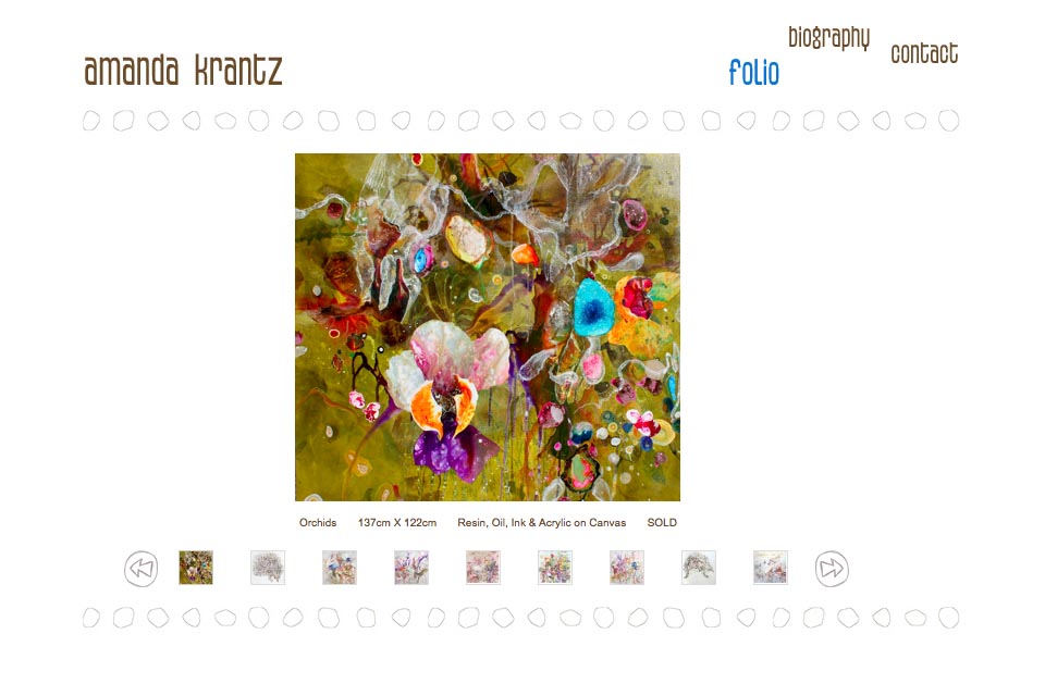 web design for a painter - Amanda Krantz - portfolio index page