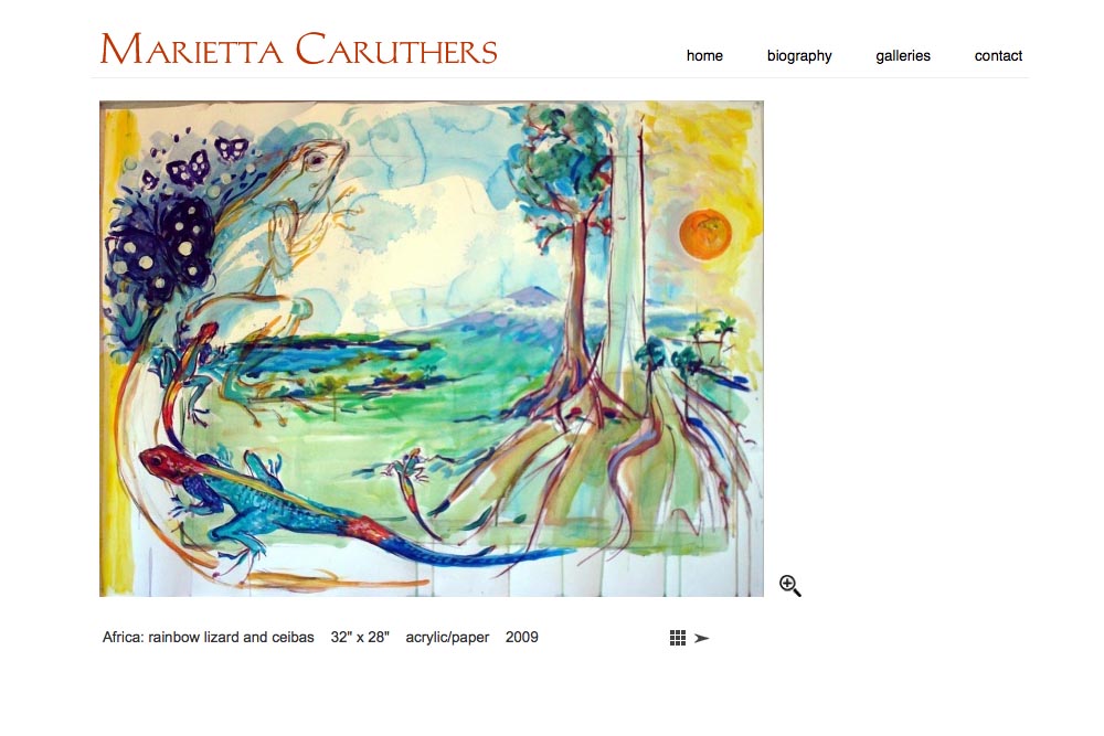 web design for a watercolor artist - single artwork page in africa series