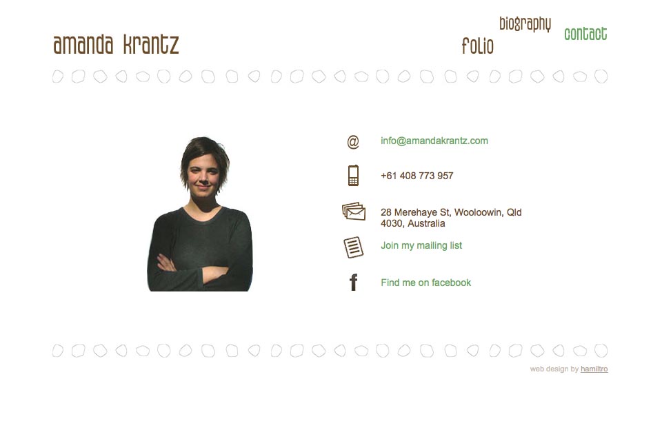 web design for a painter - Amanda Krantz - contact