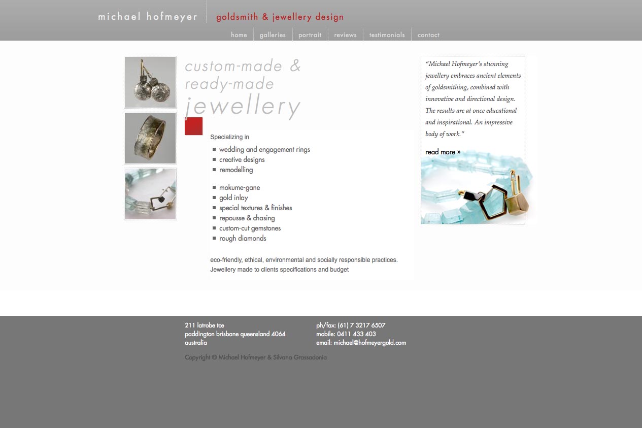 web design for an artisanal jeweler