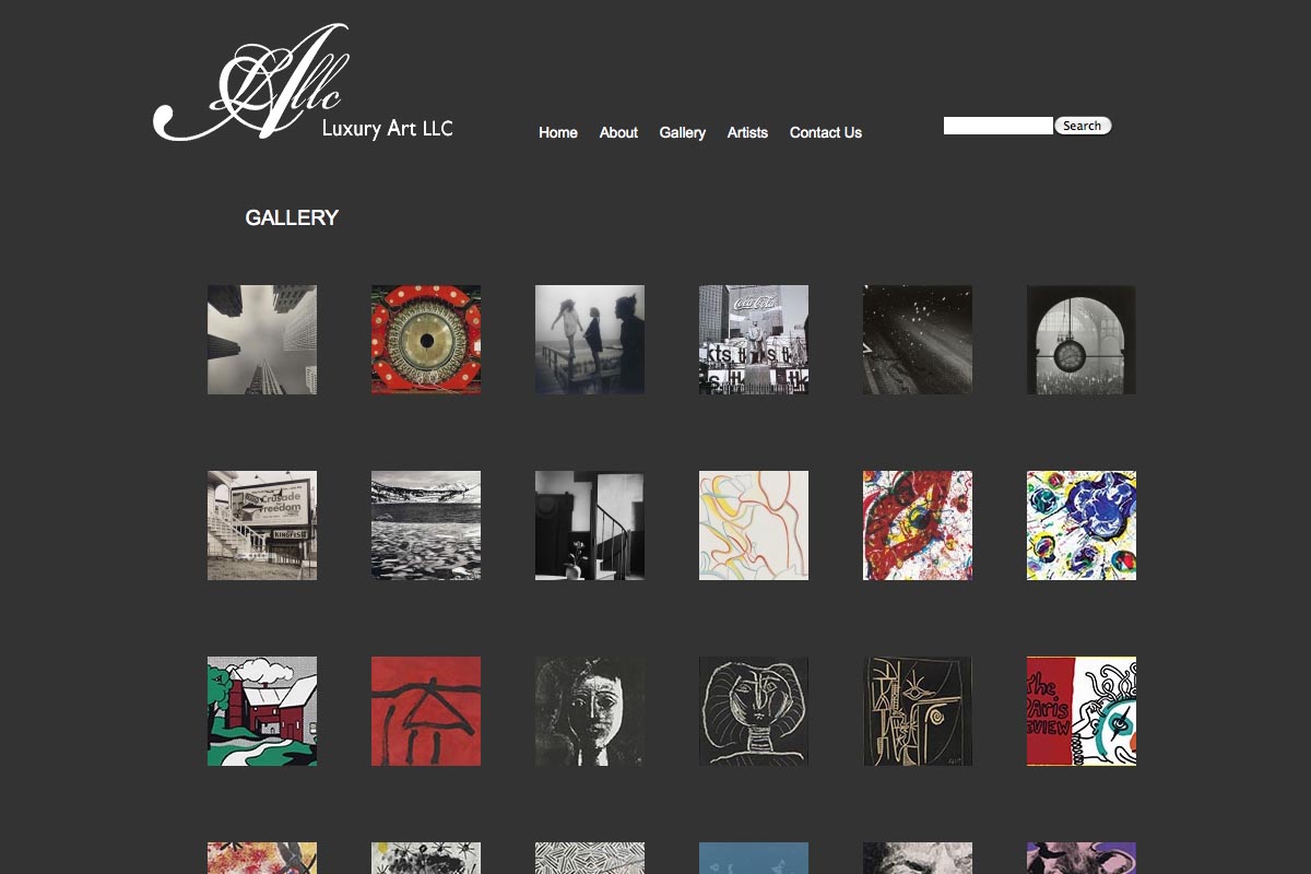 web design for a luxury art rental company in New York - gallery page