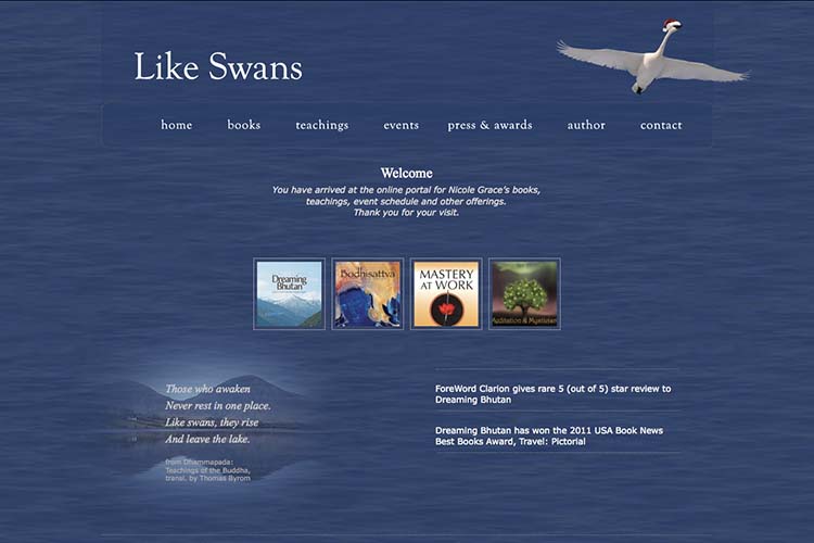 website design for a book author - welcome page
