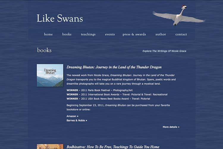 website design for a book author - books index page