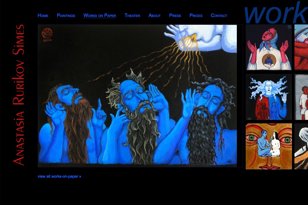 web design for a painter and theater designer - Anastasia Rurikov Simes - works on paper page