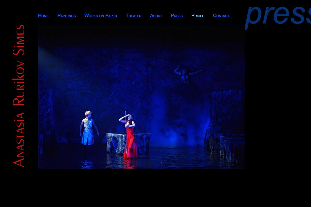 web design for a painter and theater designer - press image page