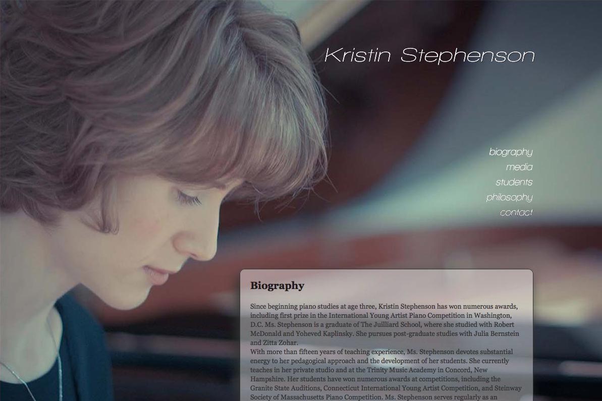 web design for a classical pianist and piano teacher - biography page
