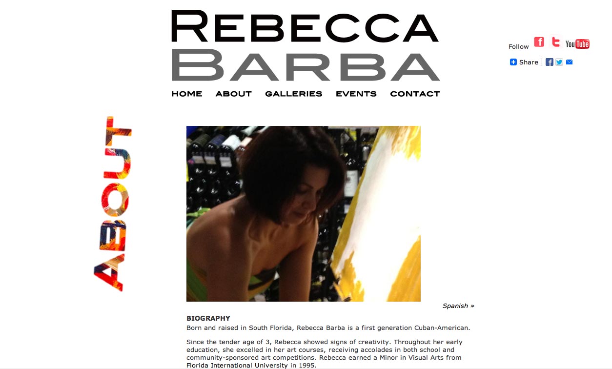 web design for an artist - biography page