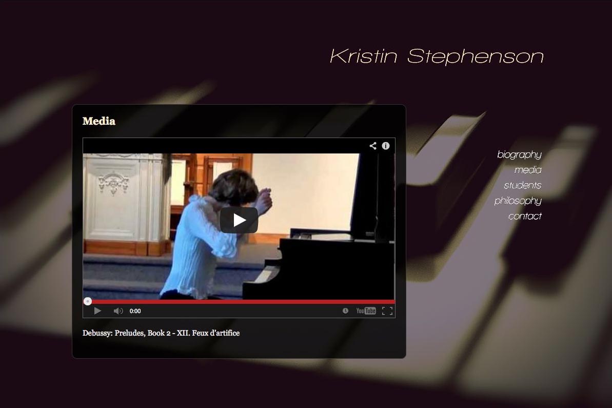 web design for a classical pianist and piano teacher - media page