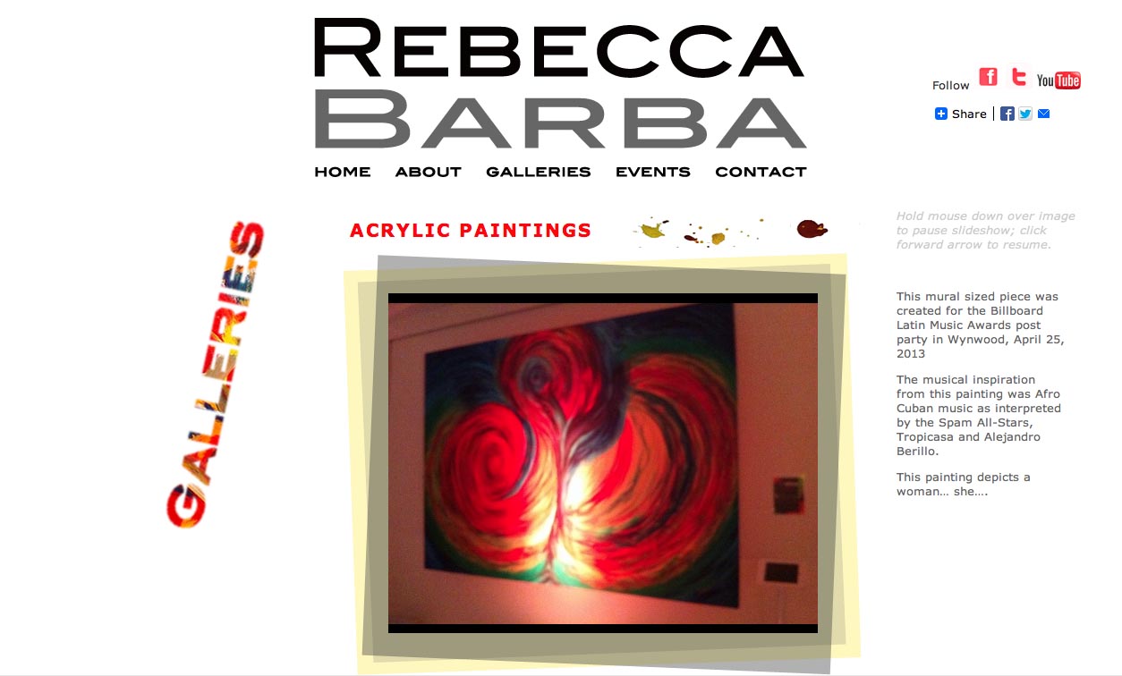 web design for an artist - galleries single artwork page