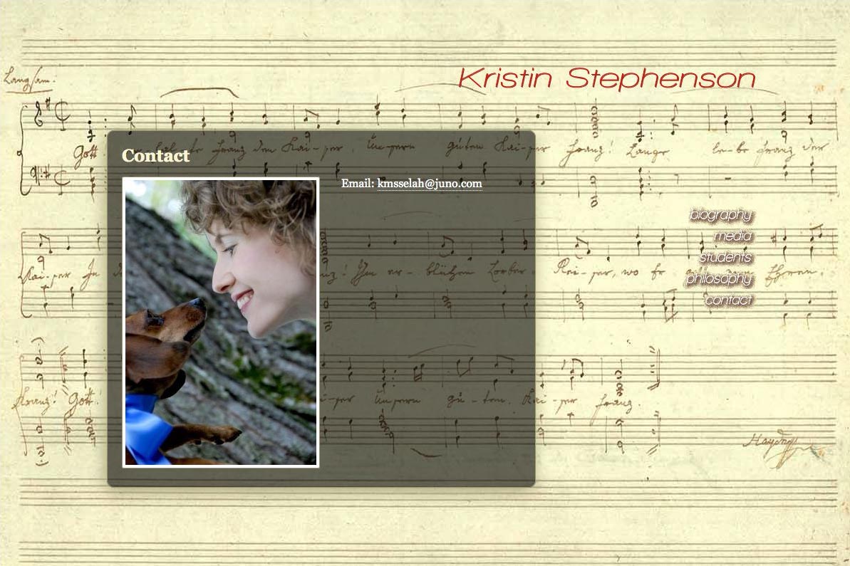 web design for a classical pianist and piano teacher - contact page