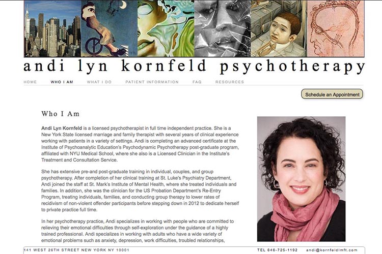 web design for a psychotherapist - who I am page