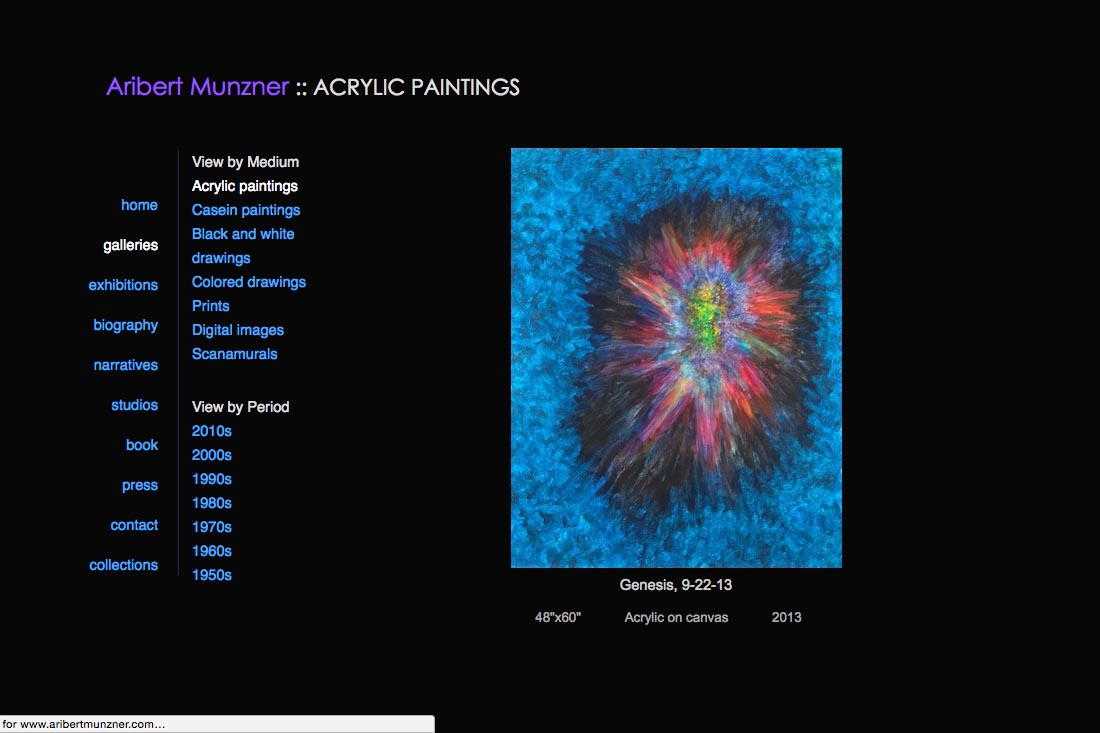 web design for a mature artist - single artwork page