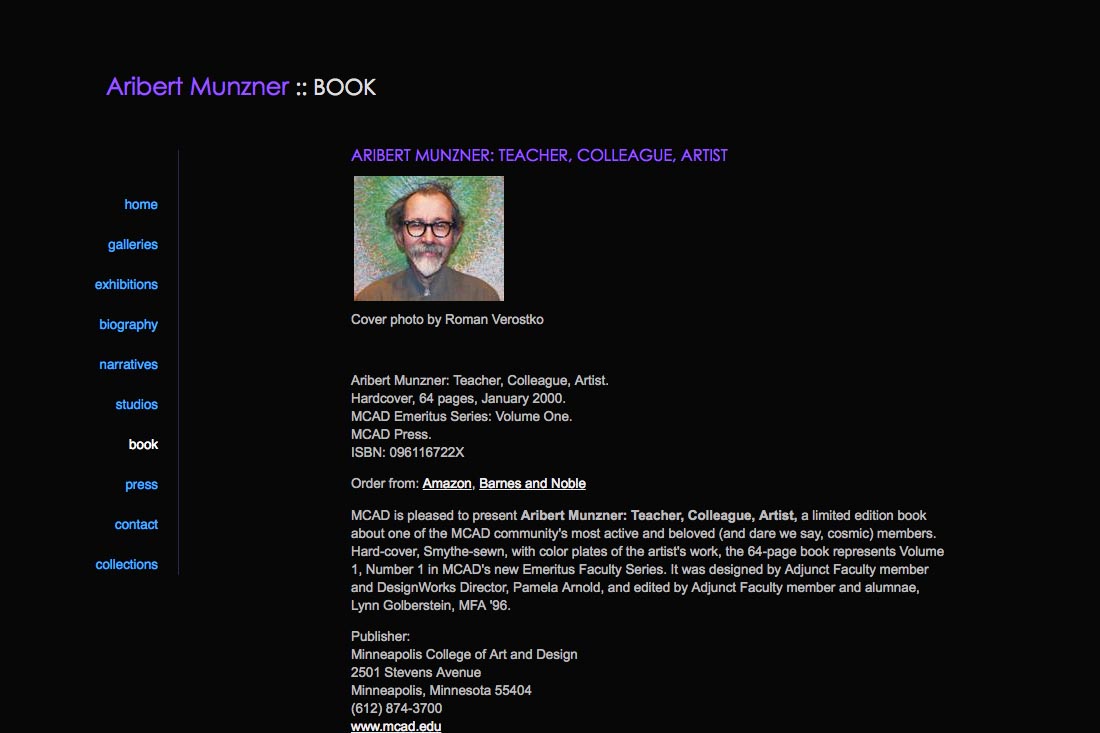 web design for a mature artist - publications page
