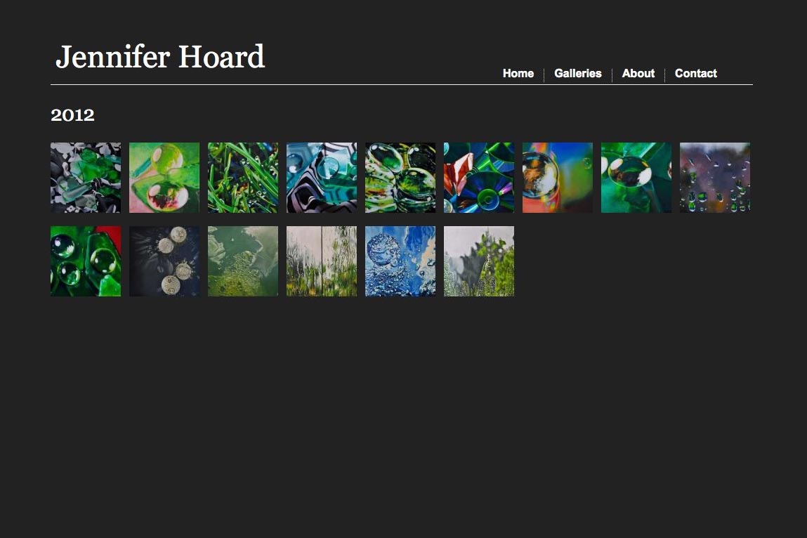 web design for an emerging artist - galleries index page