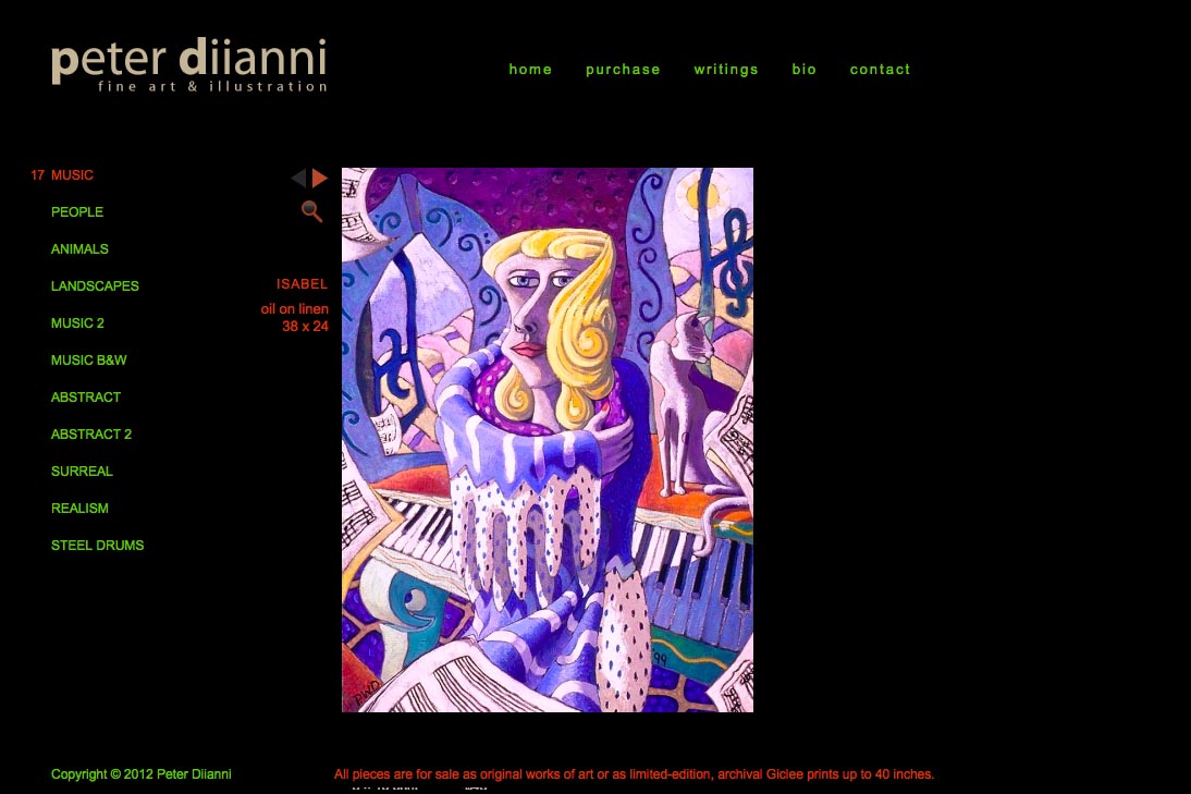 web design for an artist - music portfolio page