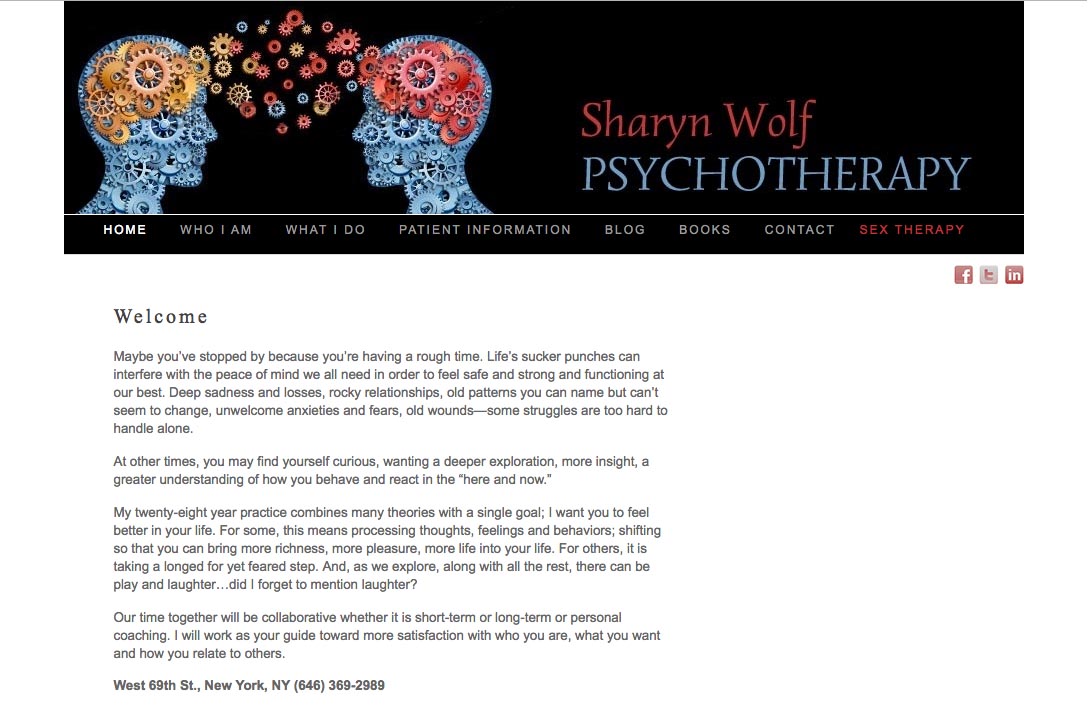 web design for a therapist and author