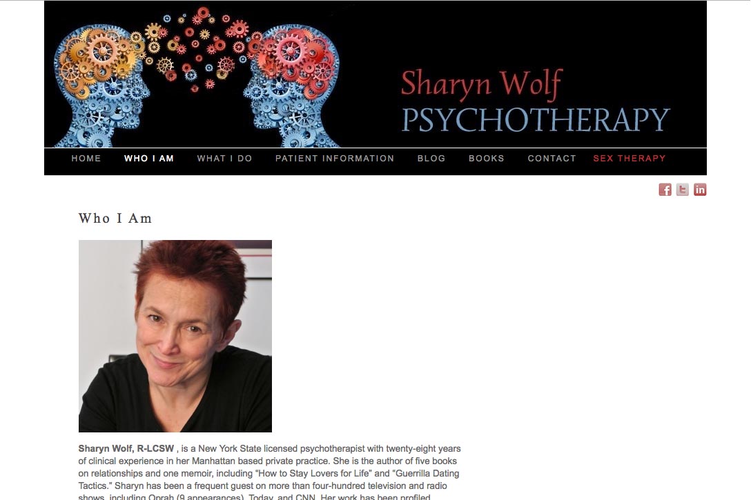 web design for a therapist and author - who am I page