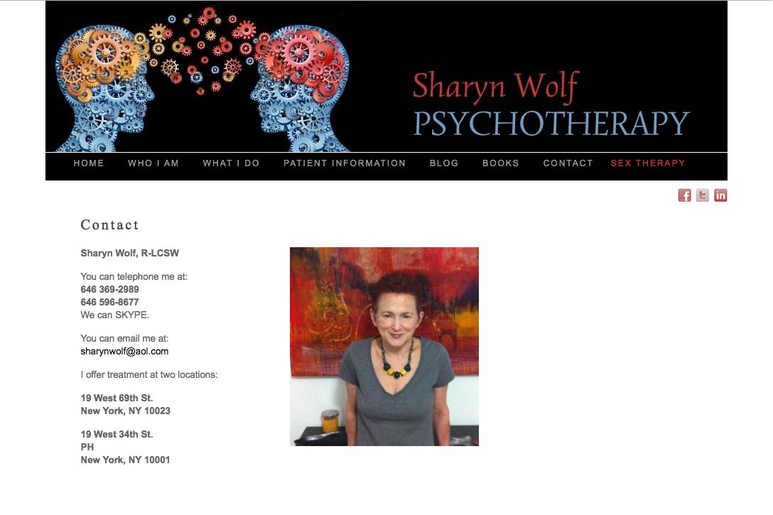 web design for a therapist and author - contact page