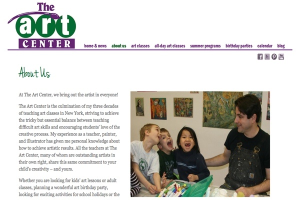 web design for an art school for New York children - about page