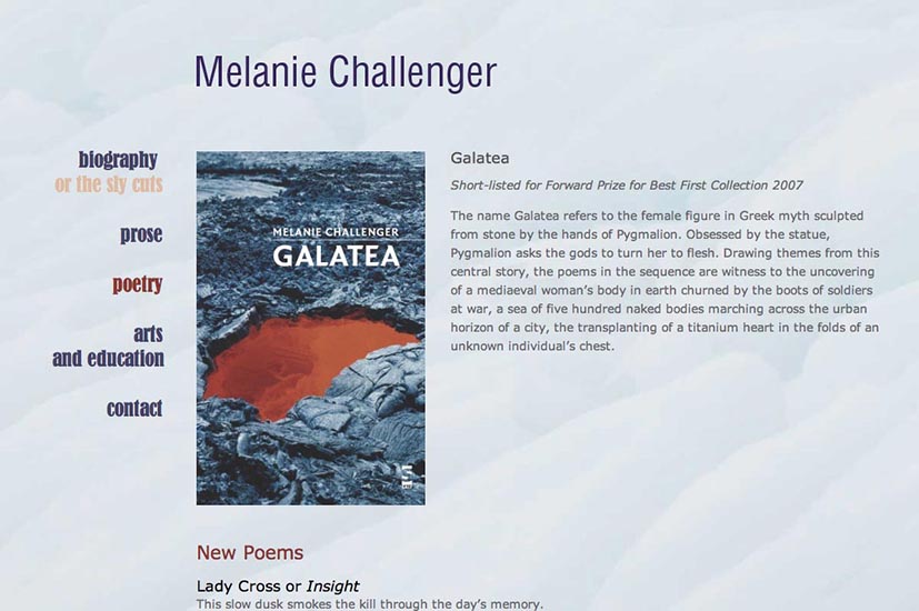 web design for a writer author and poet - poetry page