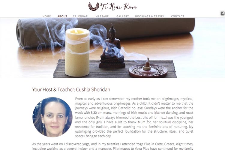 web design for a yoga retreat - about page