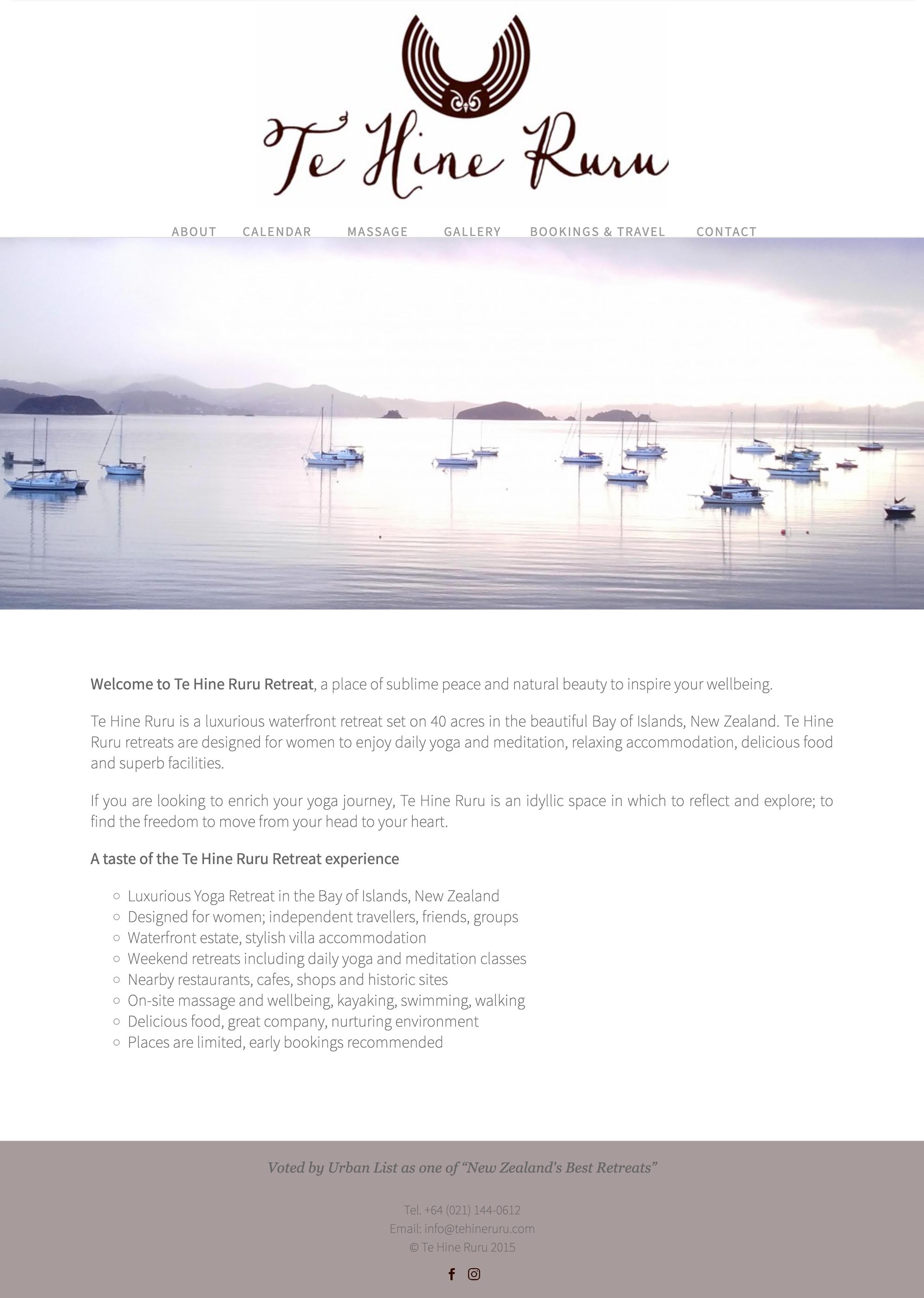 website design for travel-food-health - Web design for a yoga retreat and massage center in New Zealand. The site features a very simple responsive layout with many images.																																													 - long-scrolling page with rich visual sections to help a user find what they are looking for.