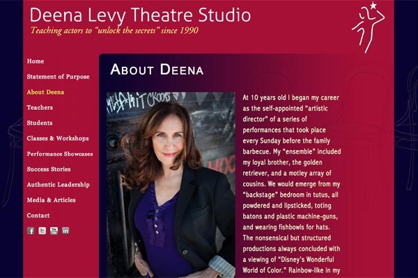 web design for an acting school - about page