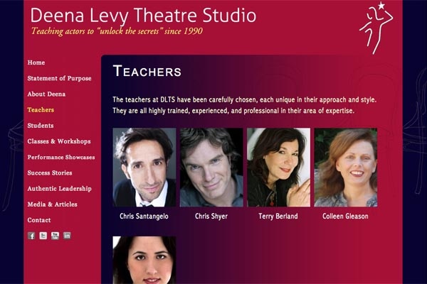 web design for an acting school - teachers landing page