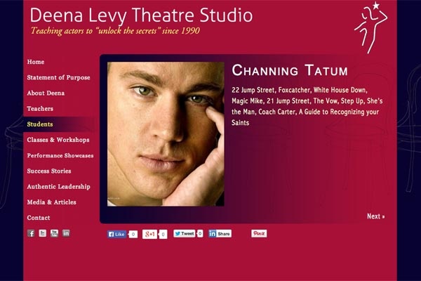 web design for an acting school - single student page