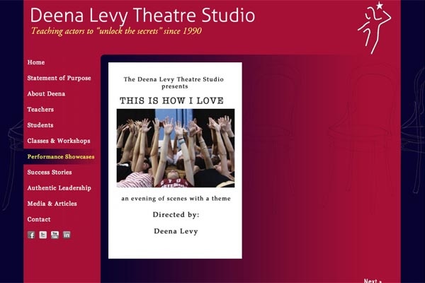 web design for an acting school - single performance showcase page